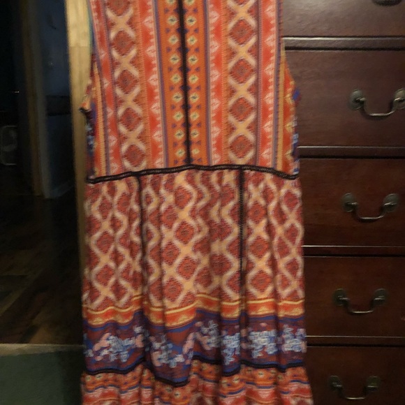 Multicolored Dress Sleeveless Zipper On Left Size To Waist Beige by eci - Picture 2 of 5